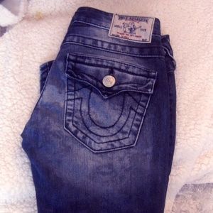 True Religion "Indigo Camo Skinny Jeans with Flaps